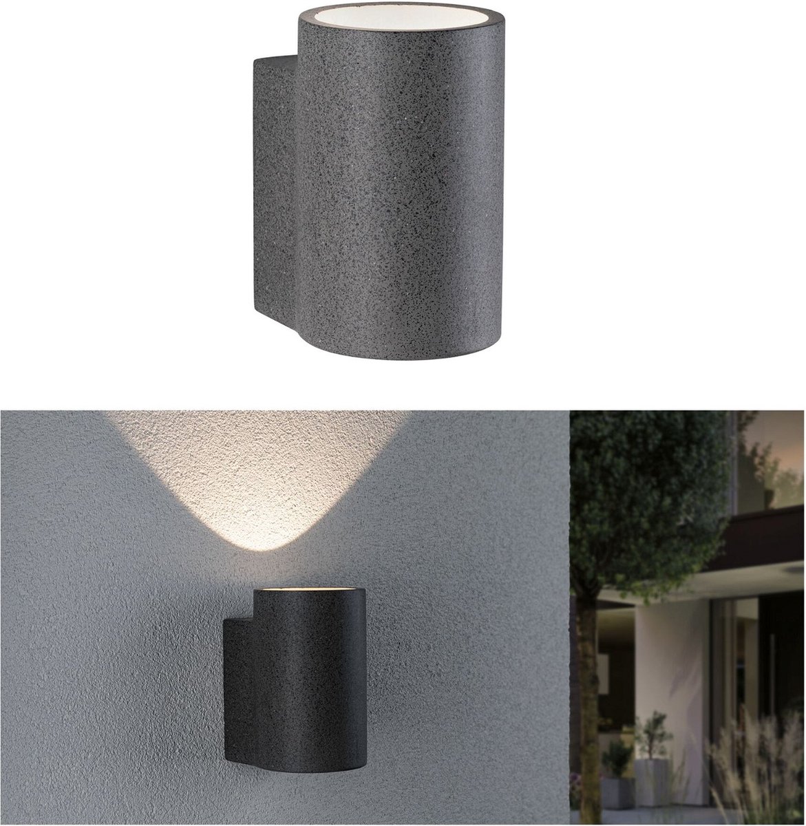 Paulmann Concrea 94500 Buitenlamp (wand) LED LED vast ingebouwd Zwart zandsteen