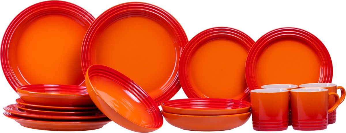Le Creuset Serviesset - Oranjerood - 16-delig / 4 personen