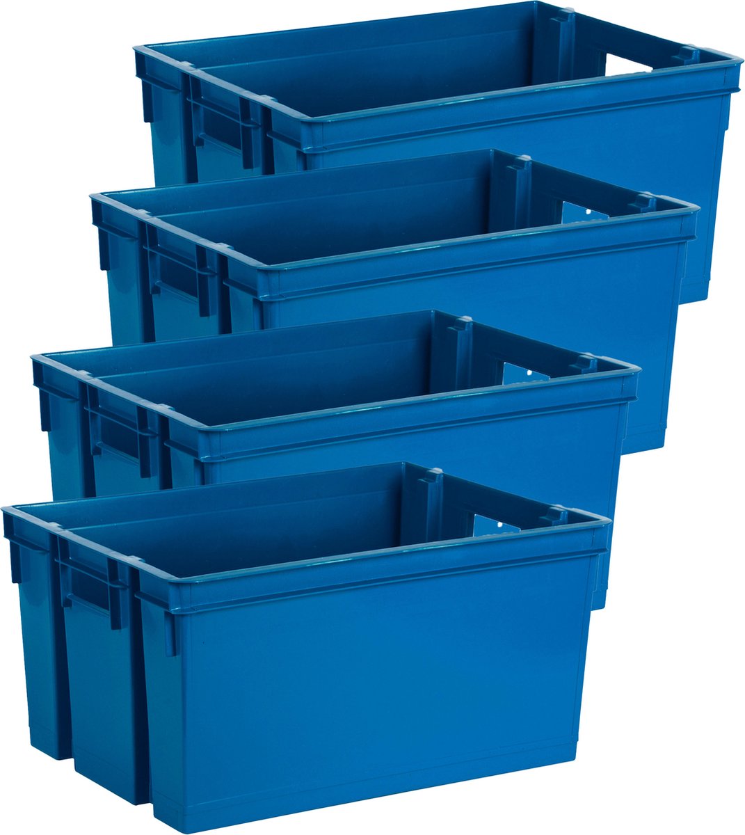 Opbergbox/opbergkrat 50 L - 12x - blauw - kunststof - 56 x 41 x 29 cm - stapelbaar/nestbaar -