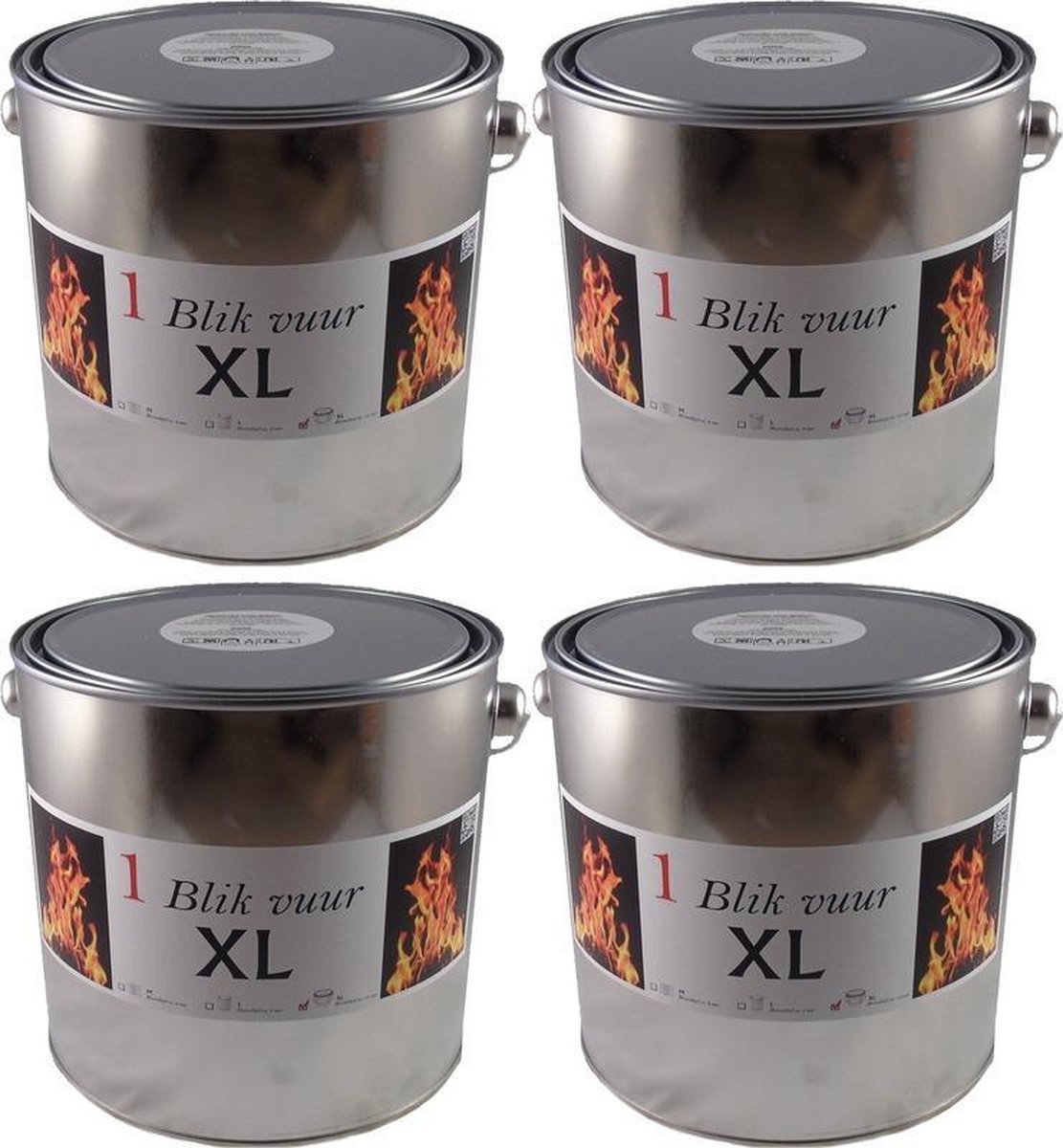 4x Tuinfakkels vuur verlichting blik 16,5 x 15 cm 6-12 branduren -