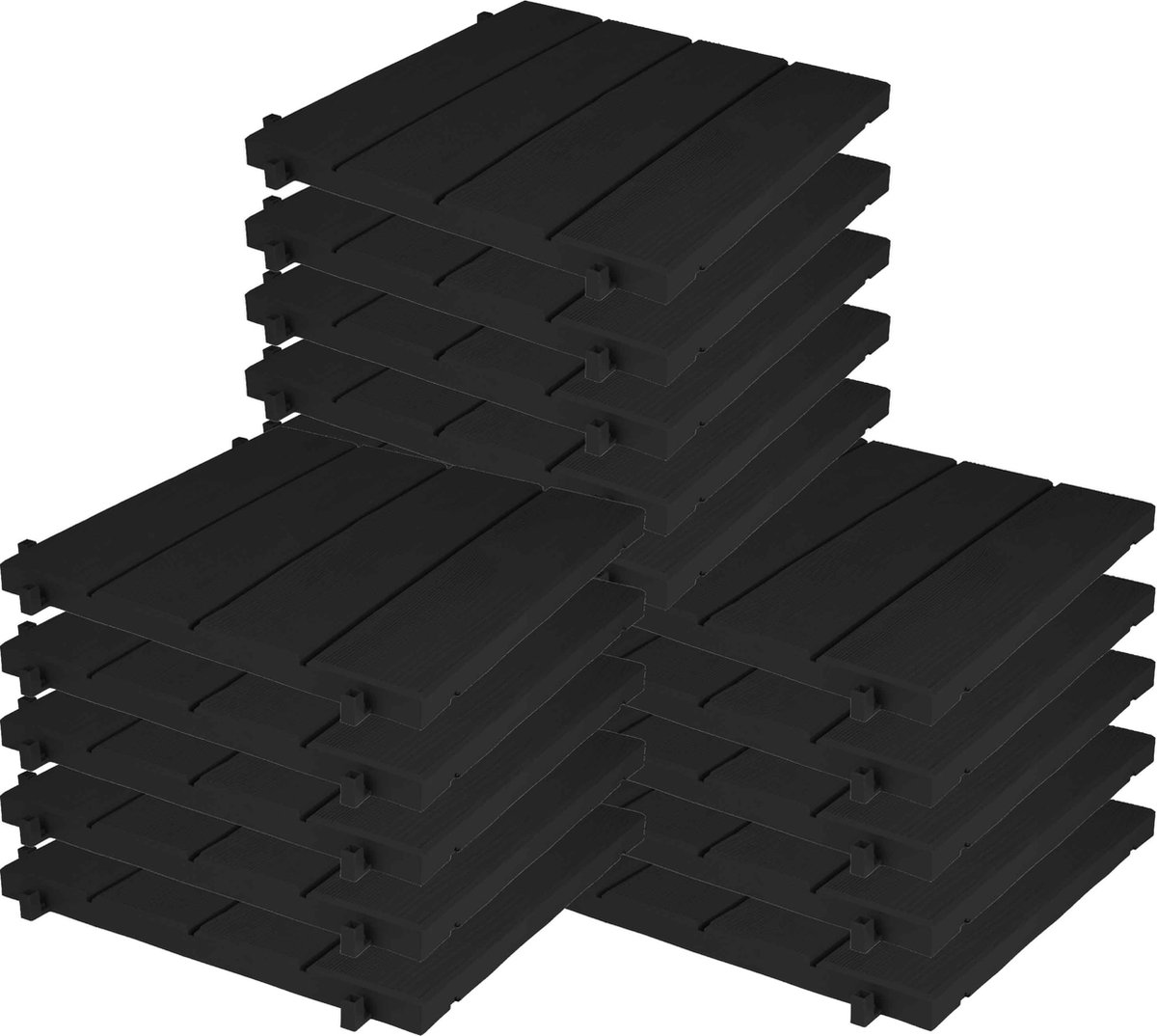 Tuintegel/terrastegel - 15x - zwart - kunststof - weerbestendig - 38 x 38 cm - vlonder vloertegels -