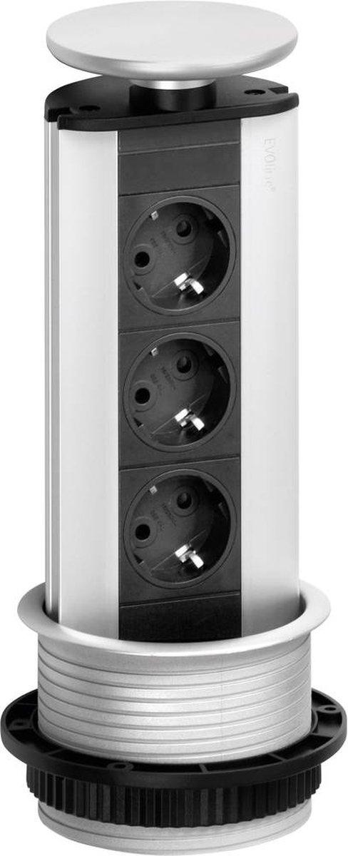 EVOline 93100001 Stekkerdoostoren 3-voudig Zwart, Zilver Randaarde stekker 1 stuk(s)