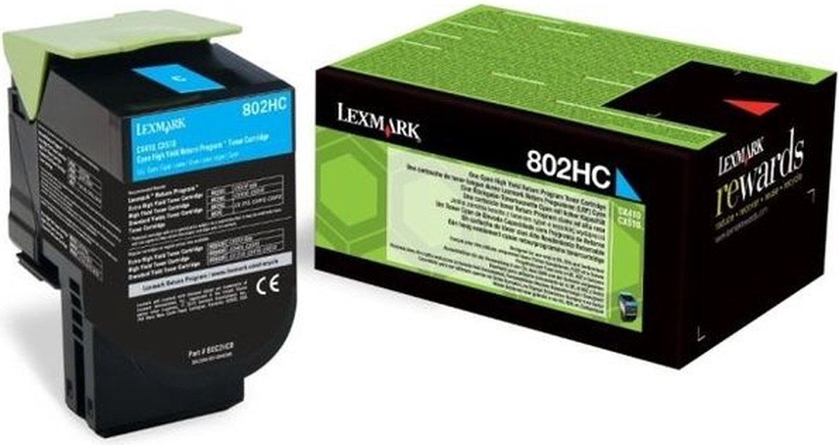 Lexmark Toner 802HC CX410 CX510 Origineel Cyaan 3000 bladzijden 80C2HC0
