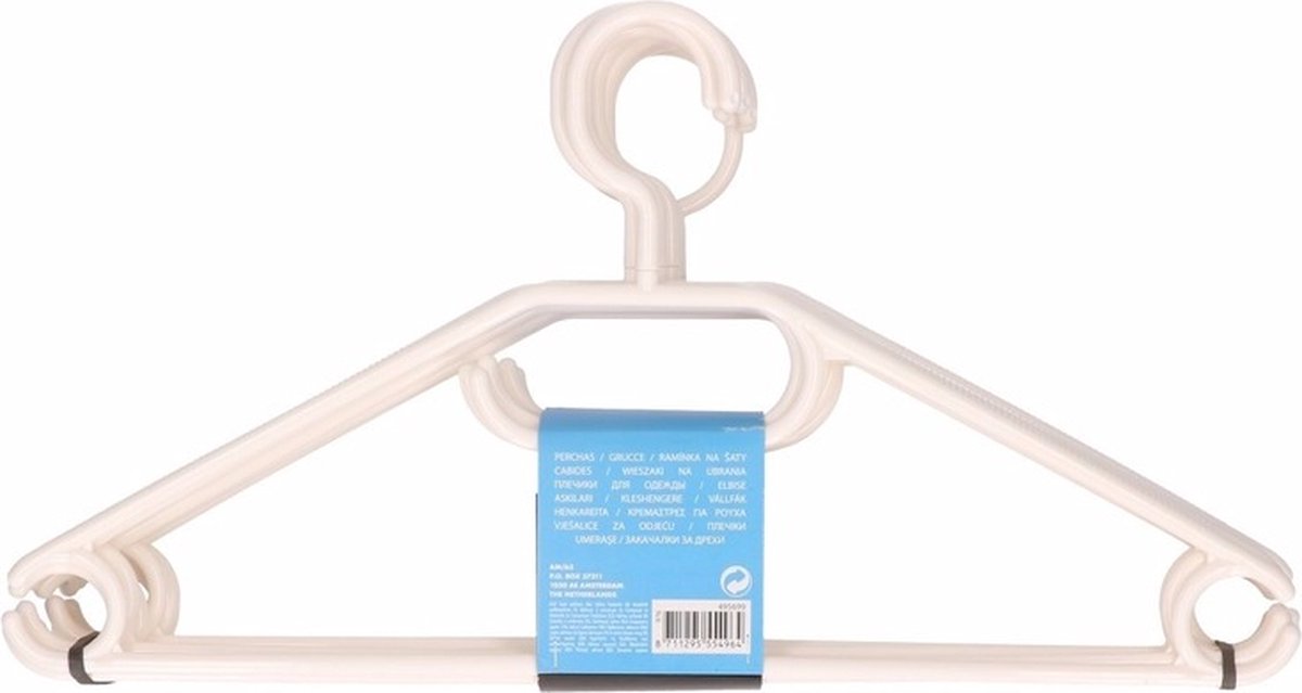 200x Plastic kledinghangers wit -