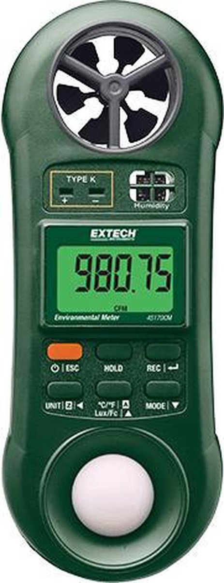 Extech 45170 Temperatuurmeter -100 - +1300 °C Sensortype K Multifunctionele 4-in-1 milieumeter