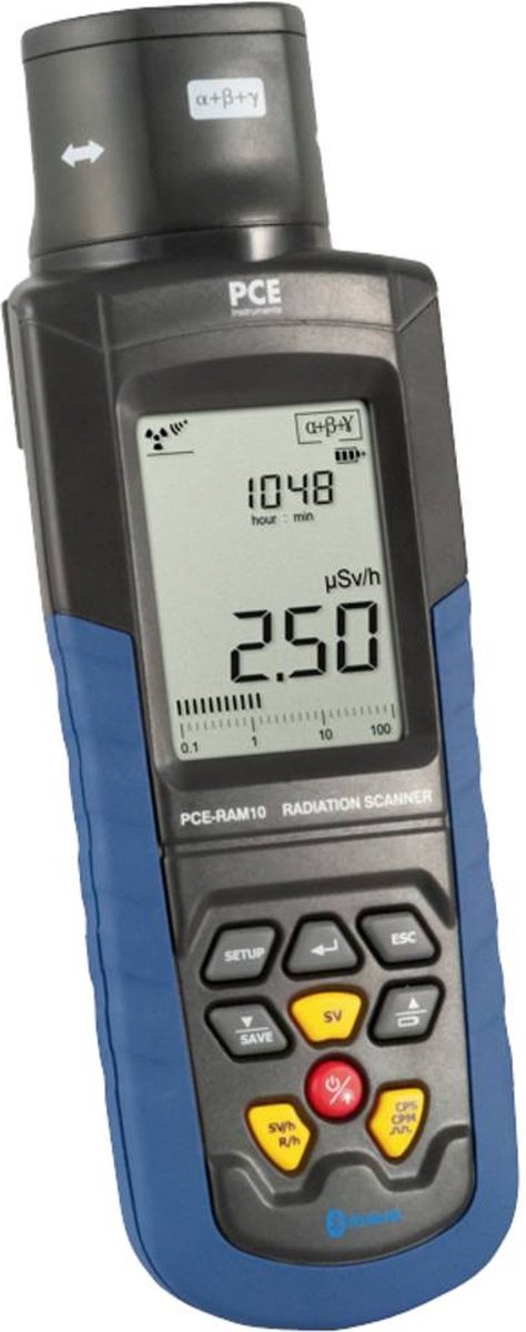 PCE Instruments Geigerteller Straling: Gamma, Alfa, Röntgen, Beta Akoestisch signaal, Incl. analysesoftware, Datalogger, Optisch signaal