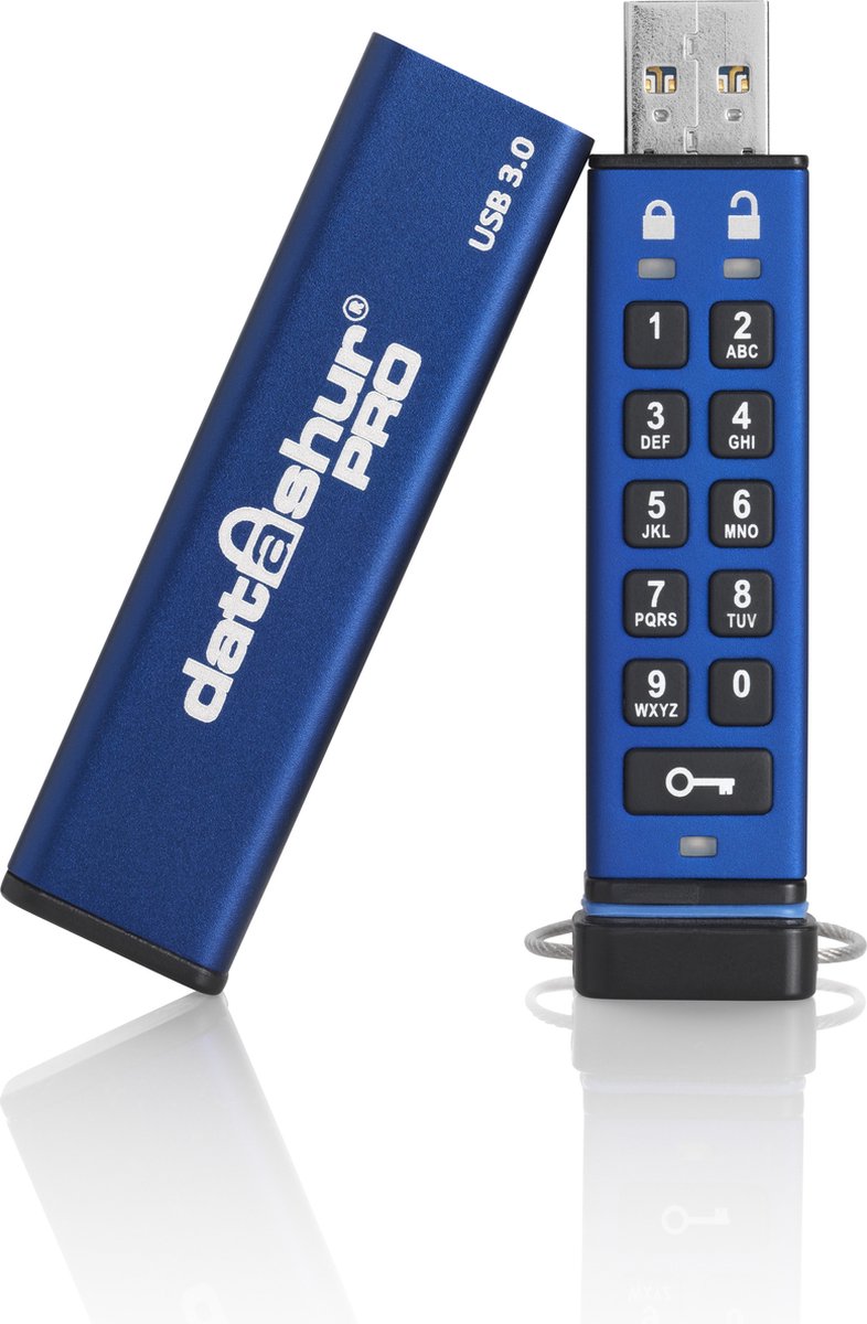 iStorage datAshur® PRO USB-stick 16 GB Blauw IS-FL-DA3-256-16 USB 3.2 Gen 1 (USB 3.0)