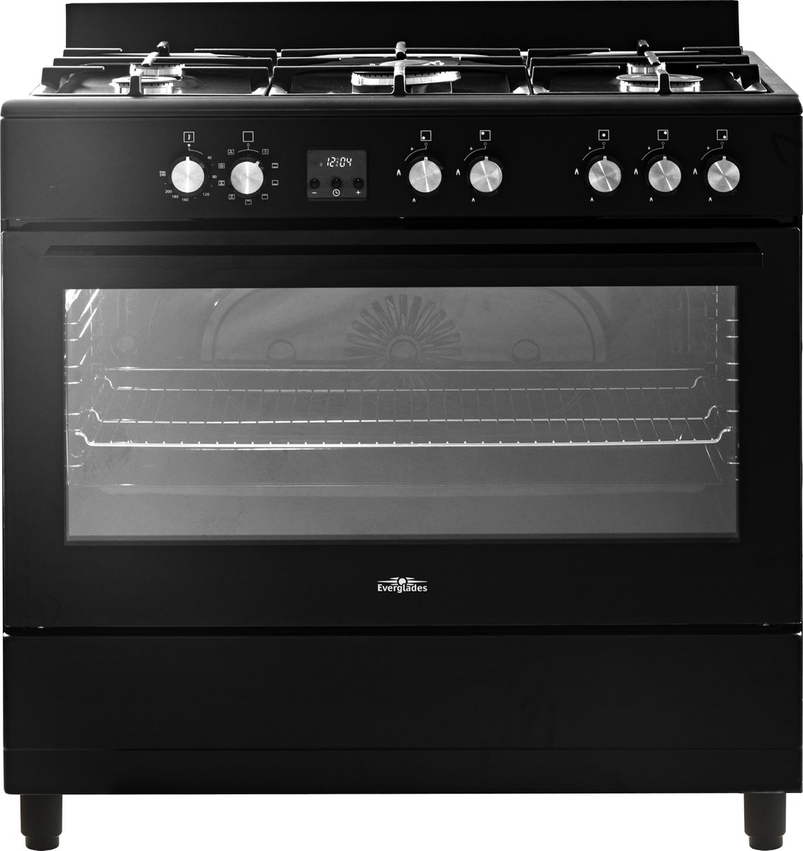 Everglades Evck9020 Gasfornuis 90 Cm Matzwart Fornuis