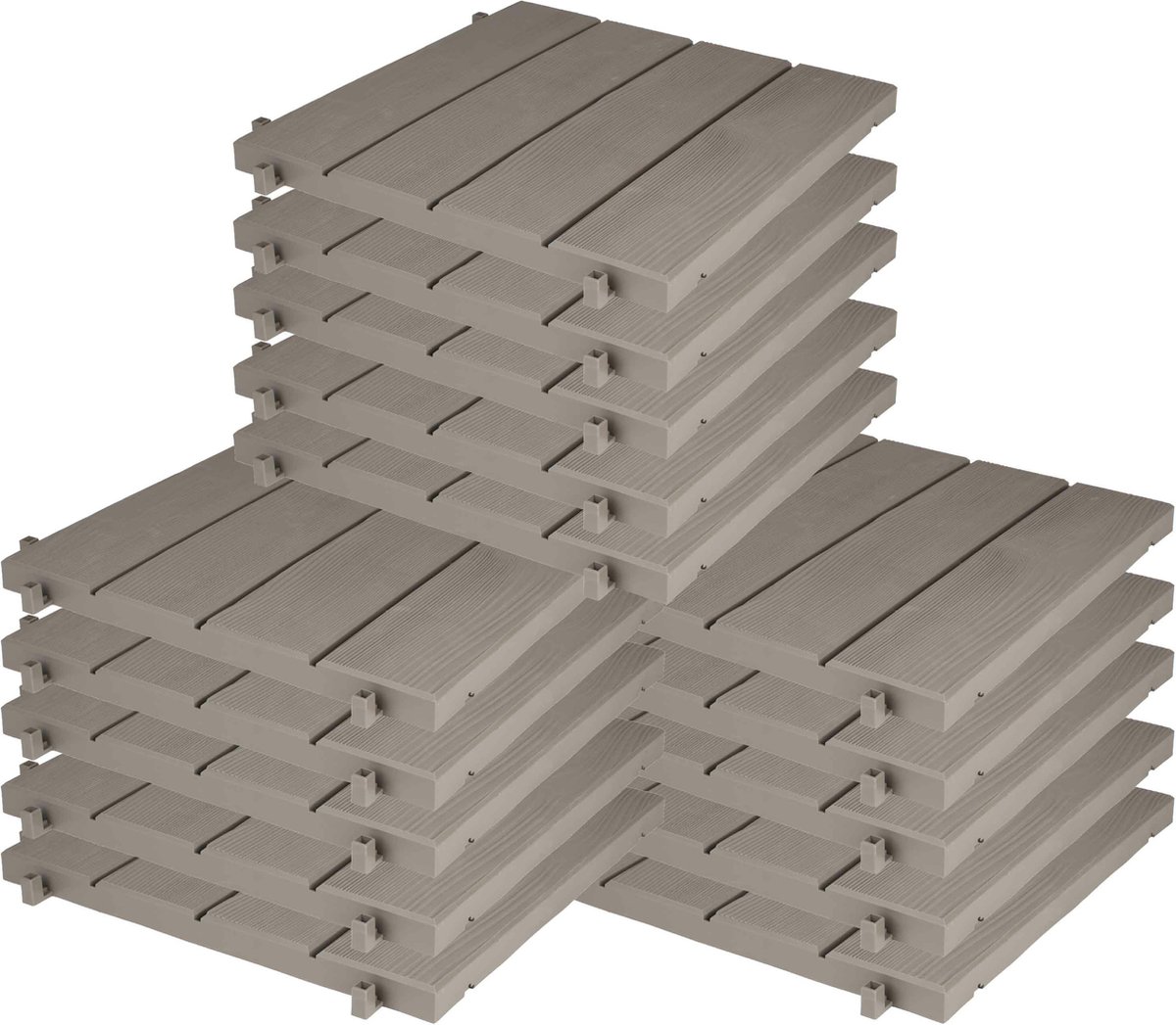 Tuintegel/terrastegel - 15x - taupe - kunststof - weerbestendig - 38 x 38 cm - vlonder vloertegels -