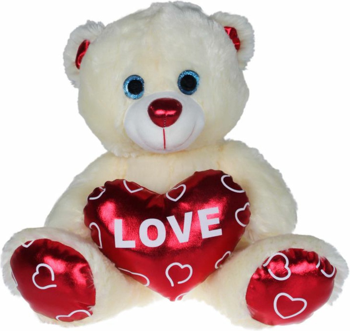 Pluche knuffelbeer met wit/rood Valentijn Love hartje 90 cm -