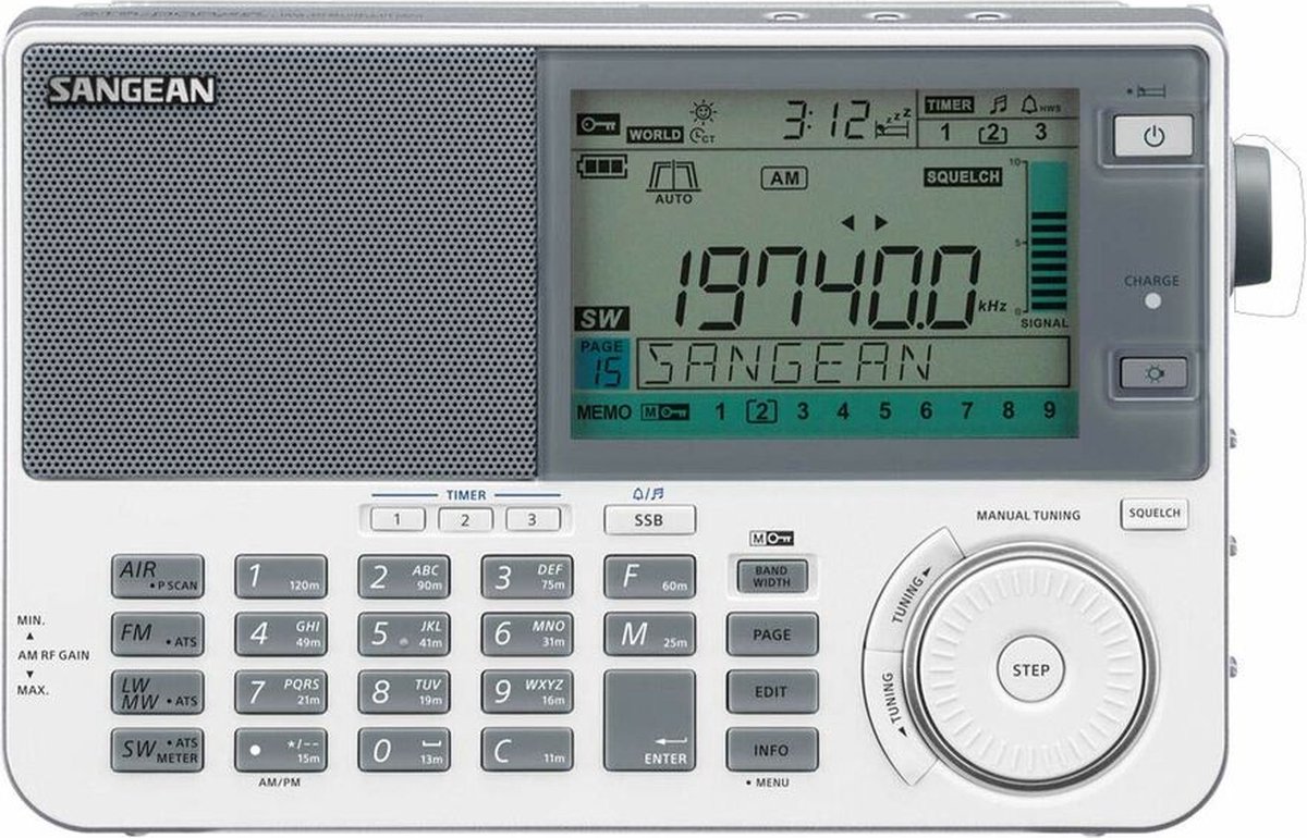 Sangean ATS-909X2 Wereldontvanger VHF (FM), Lange golf, Middengolf Wekfunctie Wit