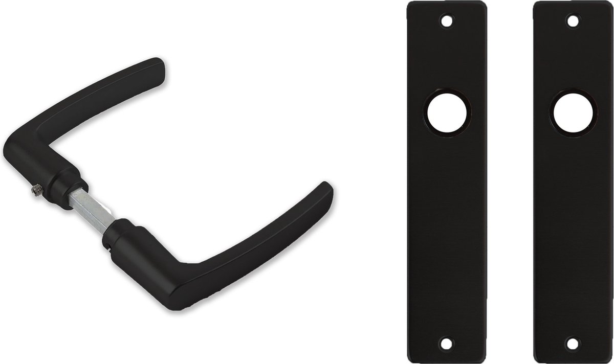 3x paar deurkrukset / deurgarnituur zwart met zwarte blokmodel deurklinken en deurschilden -