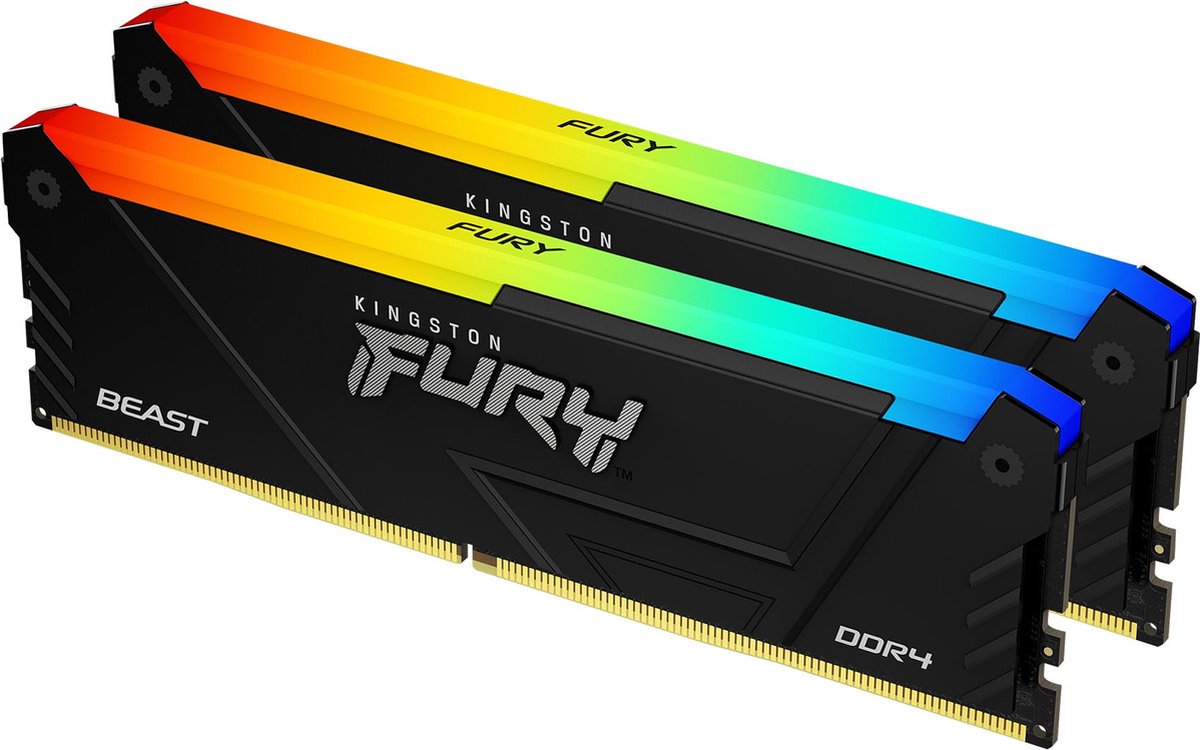 Kingston Beast RGB Werkgeheugenmodule voor PC DDR4 32 GB 2 x 16 GB 3200 MHz 288-pins DIMM KF432C16BB12AK2/32