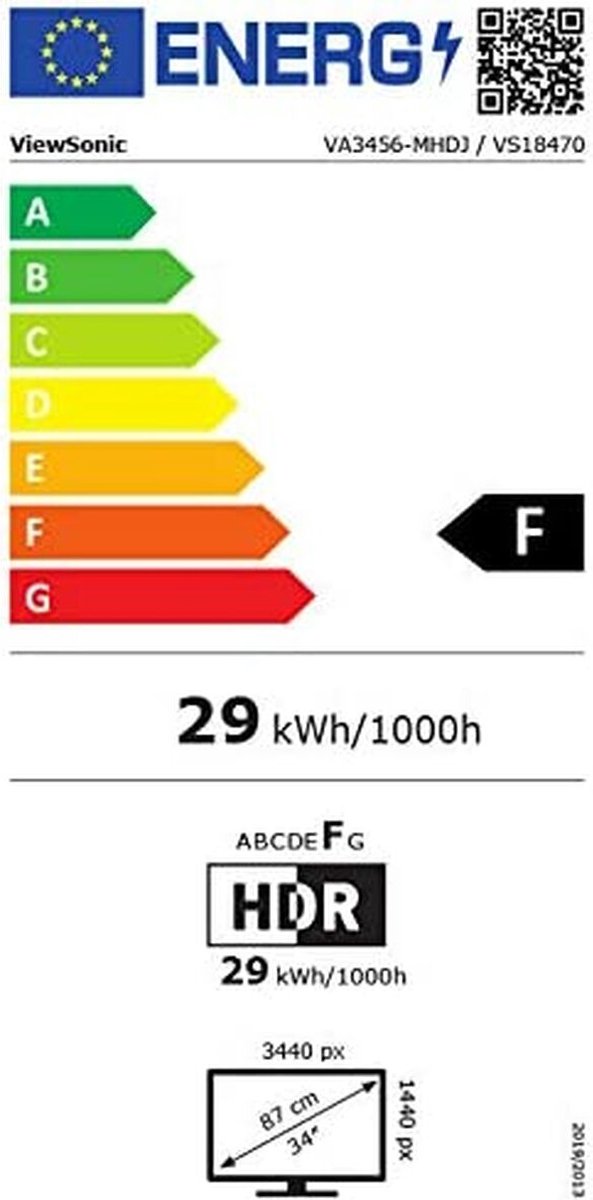Viewsonic VA3456-MHDJ LED-monitor Energielabel F (A - G) 86.4 cm (34 inch) 3440 x 1440 Pixel 21:9 4 ms Hoofdtelefoonaansluiting IPS LCD