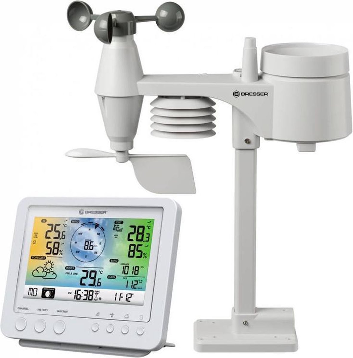 BRESSER Professioneel WIFI Weercenter met 5-in-1 Sensor wit