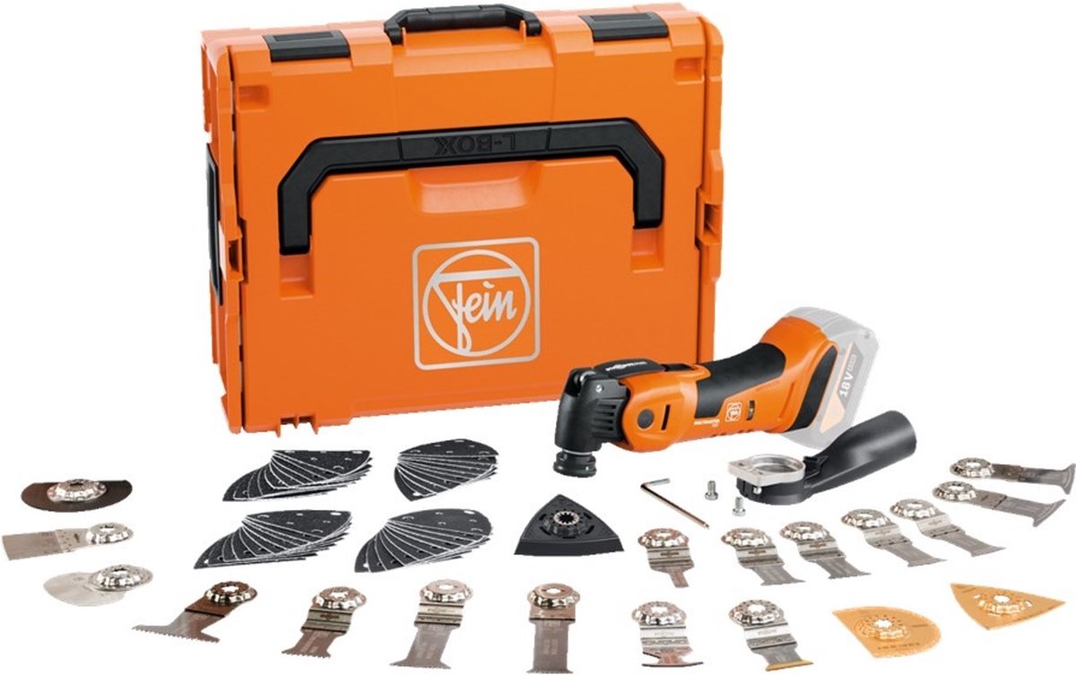 Fein AMM700 Multimaster Max Top 18V Li-ion Accu Multitool Body In L-Boxx Incl. 60-Delige Accessoires Set