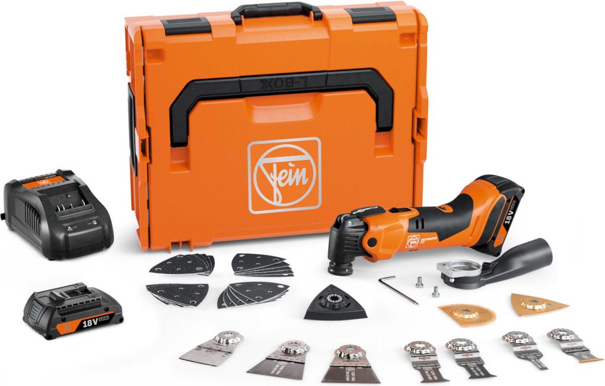Fein AMM500 Multimaster Plus Top 18V Li-ion Accu Multitool Set (2x 2.0Ah) In L-Boxx Incl. 30-Delige Accessoires Set