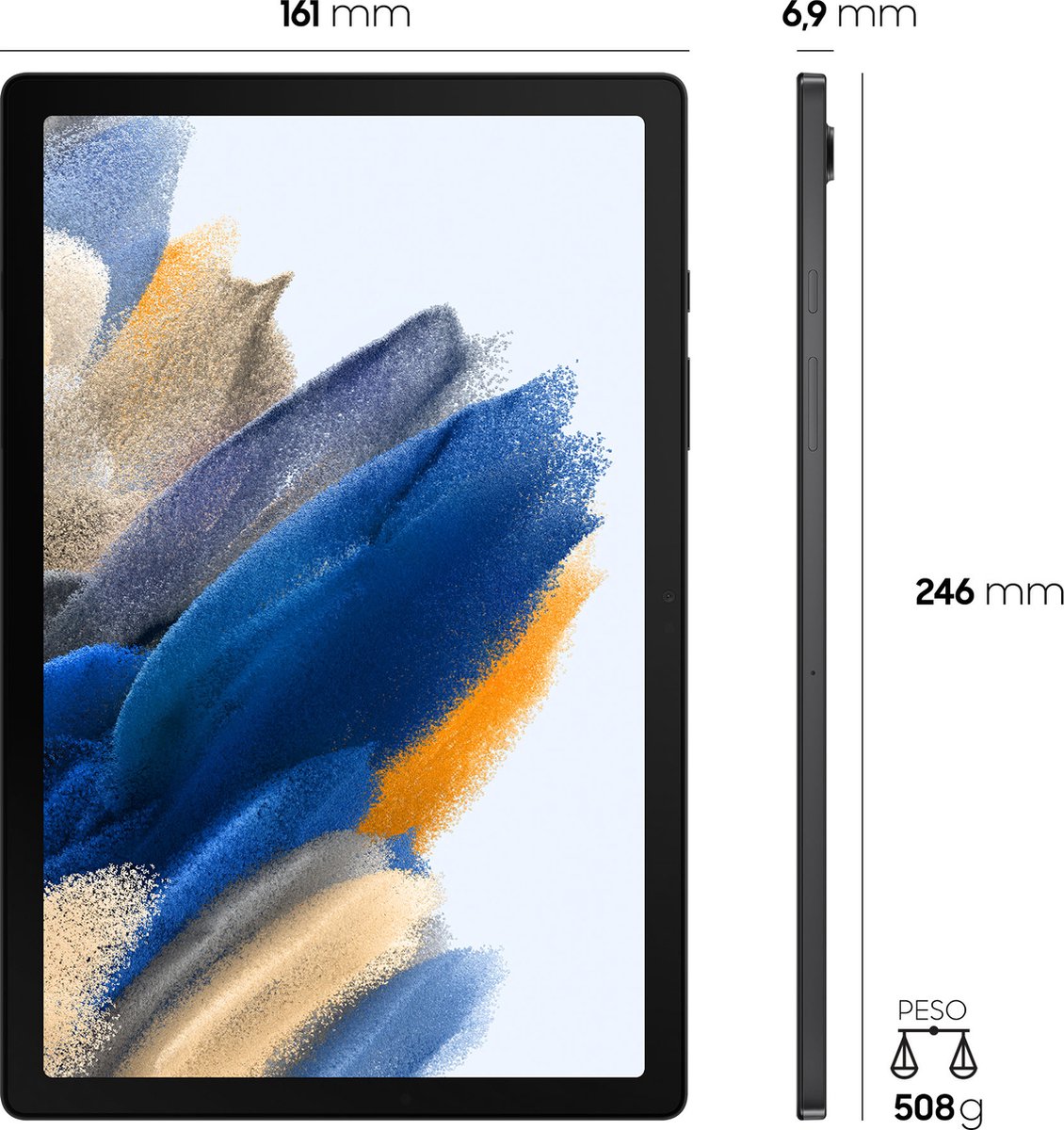 Samsung Galaxy Tab A8 SM-X200 64 GB 26,7 cm (10.5") Tijger 4 GB Wi-Fi 5 (802.11ac) Android 11 Grijs