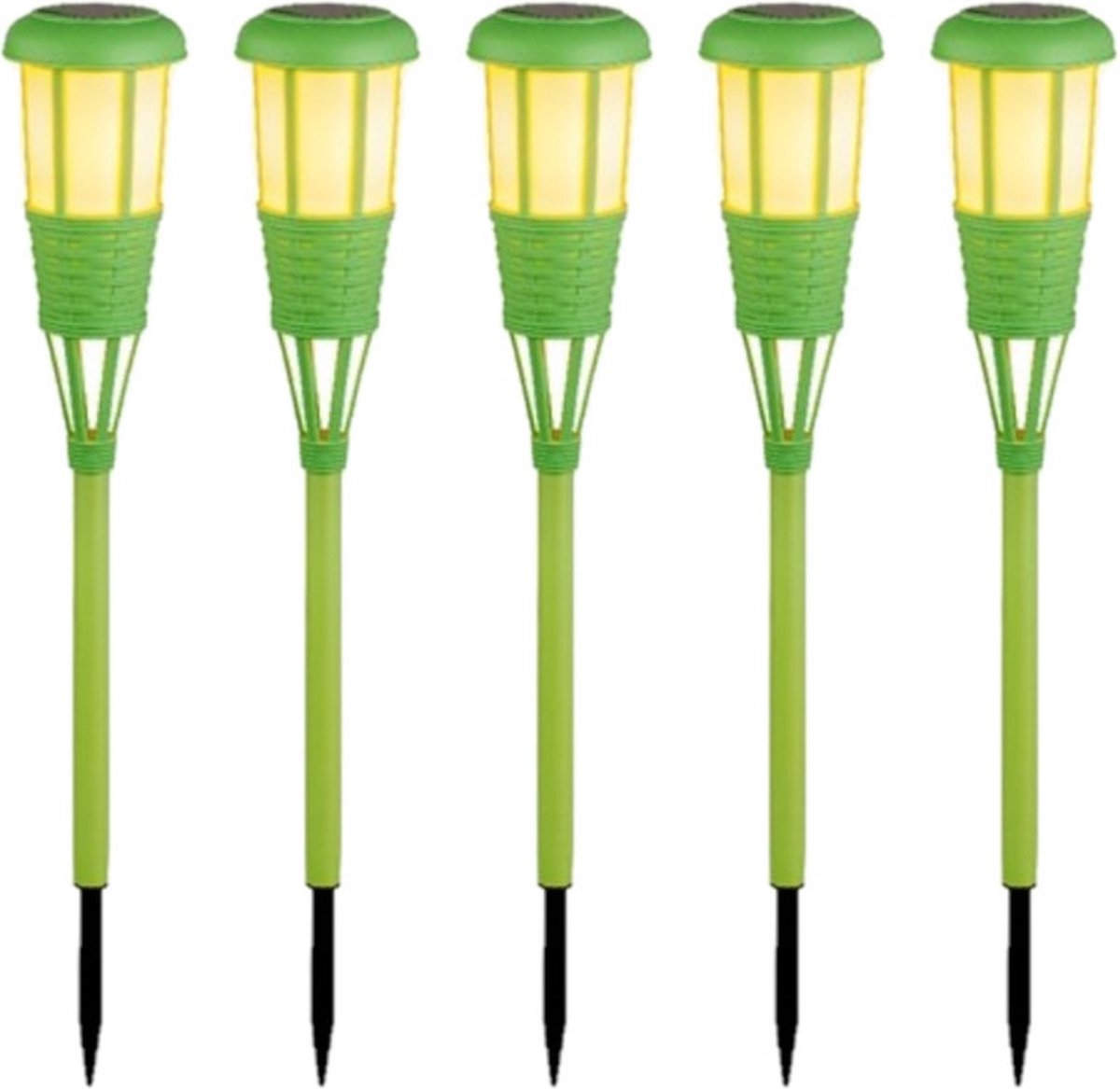 20x stuks solar tuinfakkel/tuinlamp groen op zonne-energie 61 cm -