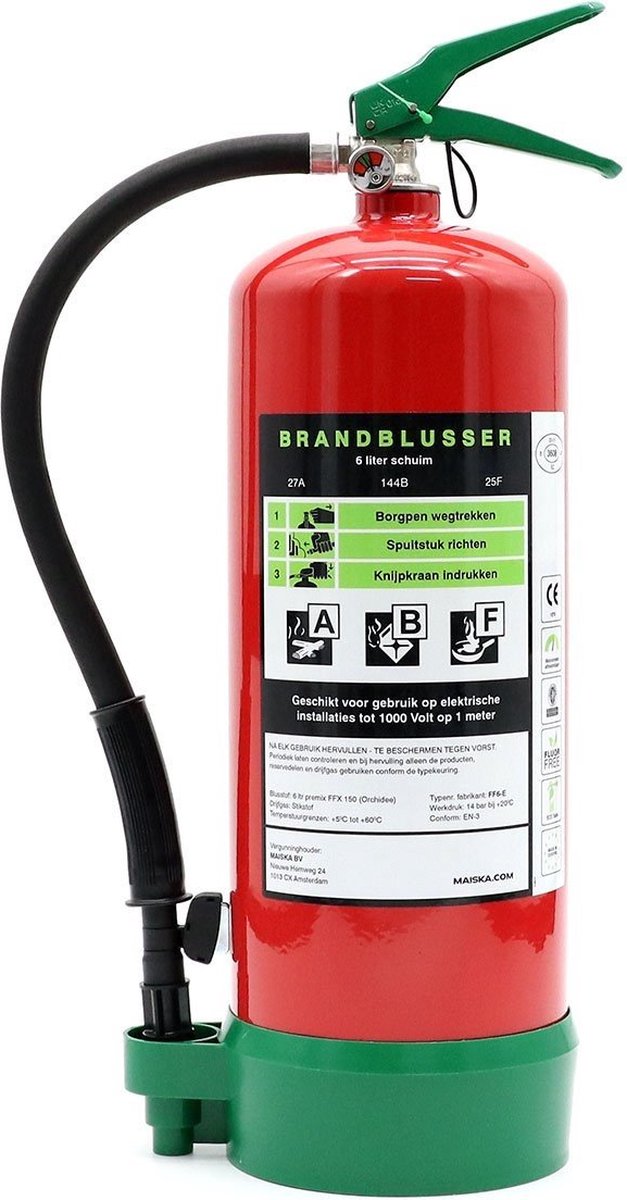 6 liter schuimblusser PFAS-/fluorvrij ABF - 6 liter schuimblusser fluorvrij