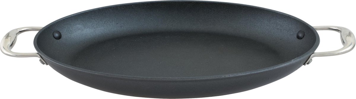 Point-Virgule Pan-Ã -moi ovalen gietijzeren vispan Excalibur coating 38x26cm