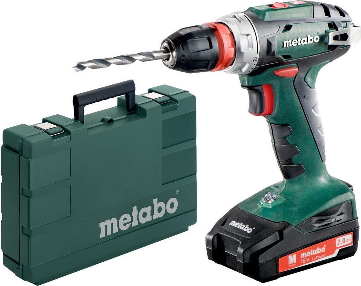 Metabo BS 18 Quick 602217500 Accu-schroefboormachine 18 V 2 Ah Li-ion Incl. 2 accus, Incl. koffer