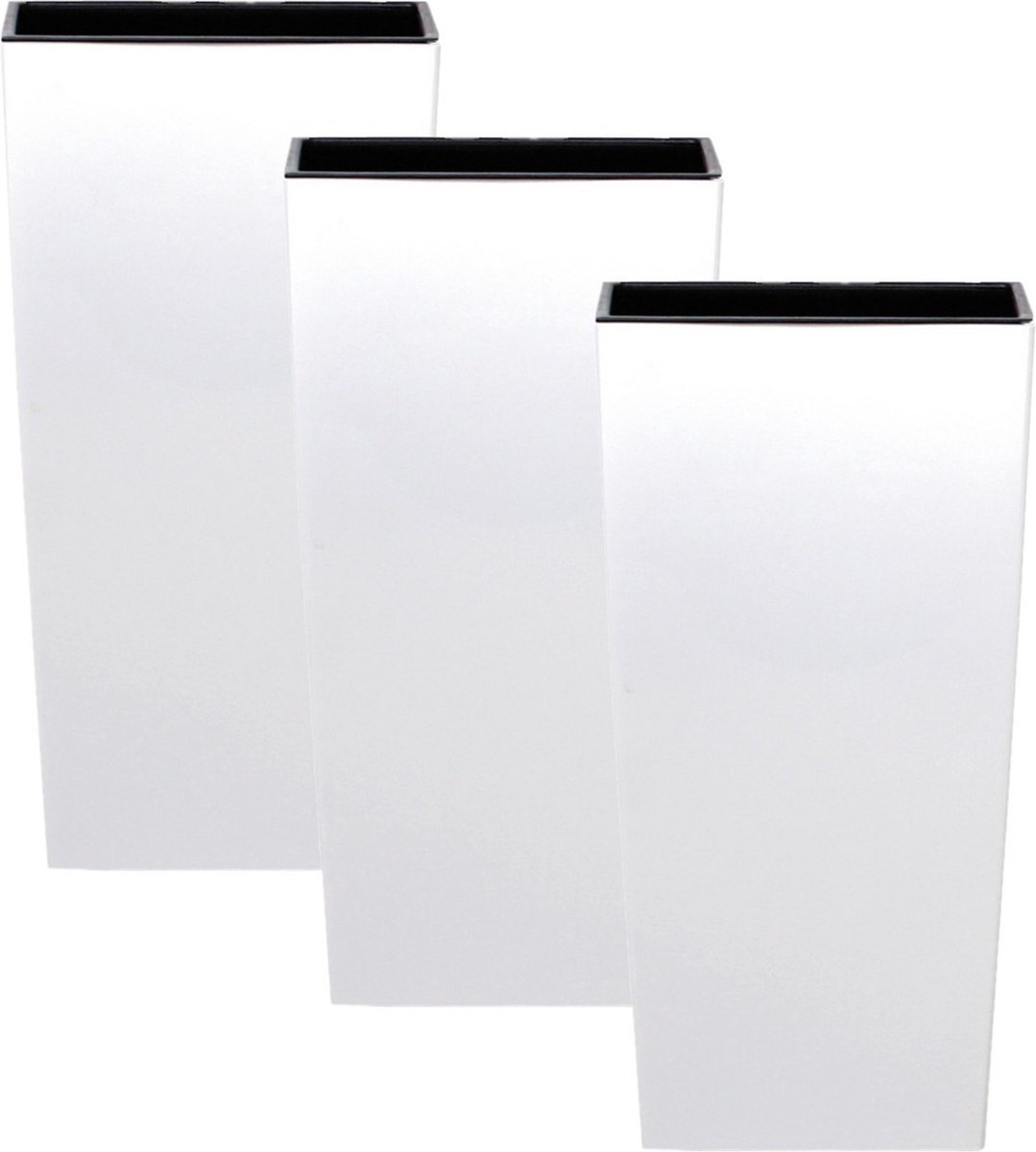 3x stuks kunststof Urbi bloempot/plantenpot met binnenpot wit 32 x 32 x 61 cm -