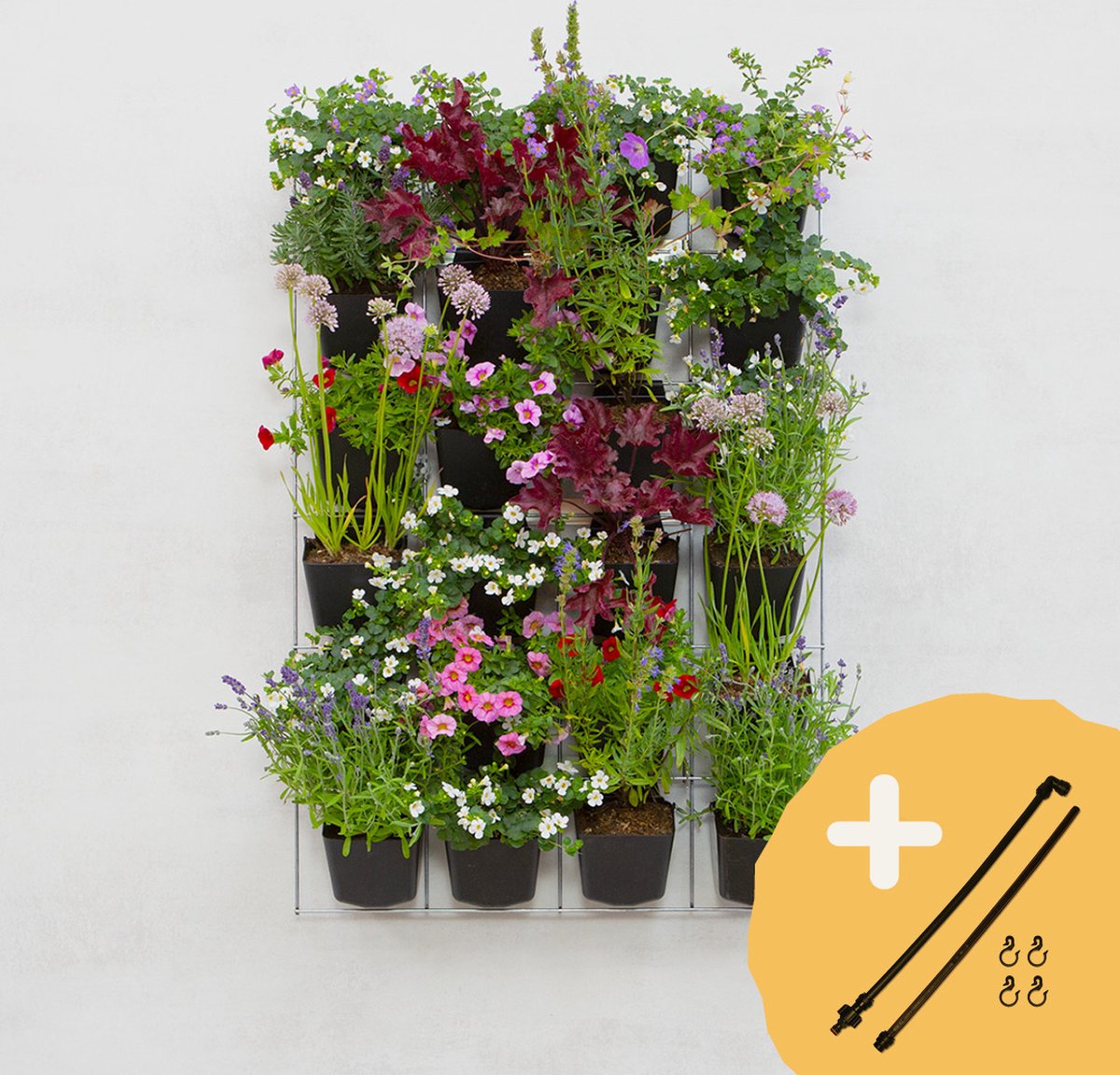 Compleet Startpakket L 90x60 cm 24 Bakjes met irrigatieleiding - Mijn Verticale Tuin