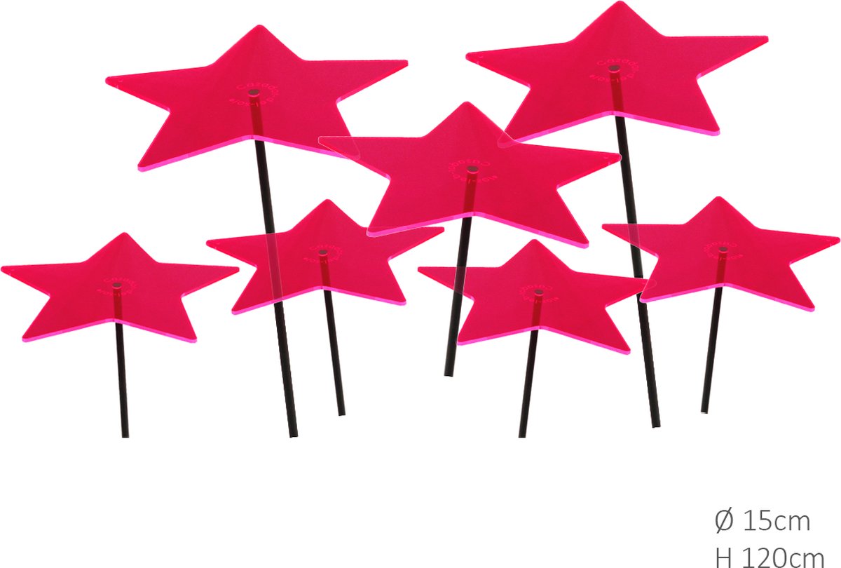 7 Stuks! Zonnevanger Ster Rood-Roze (kleur fuchsia) medium 120x15 cm - Cazador Del Sol