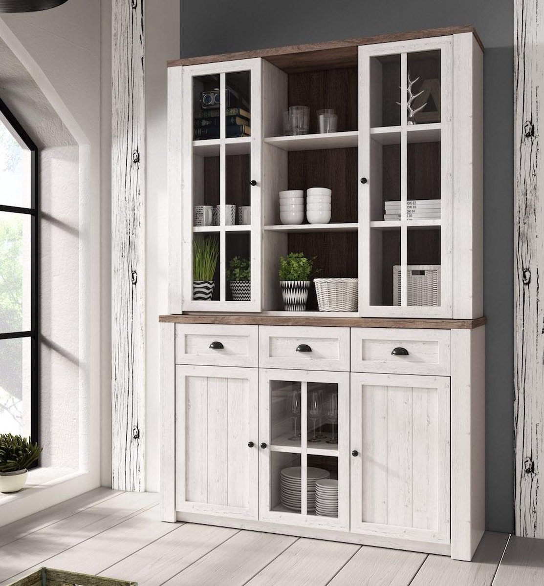 Meubella Buffetkast Parello 6 - Wit - Eiken - 130 cm