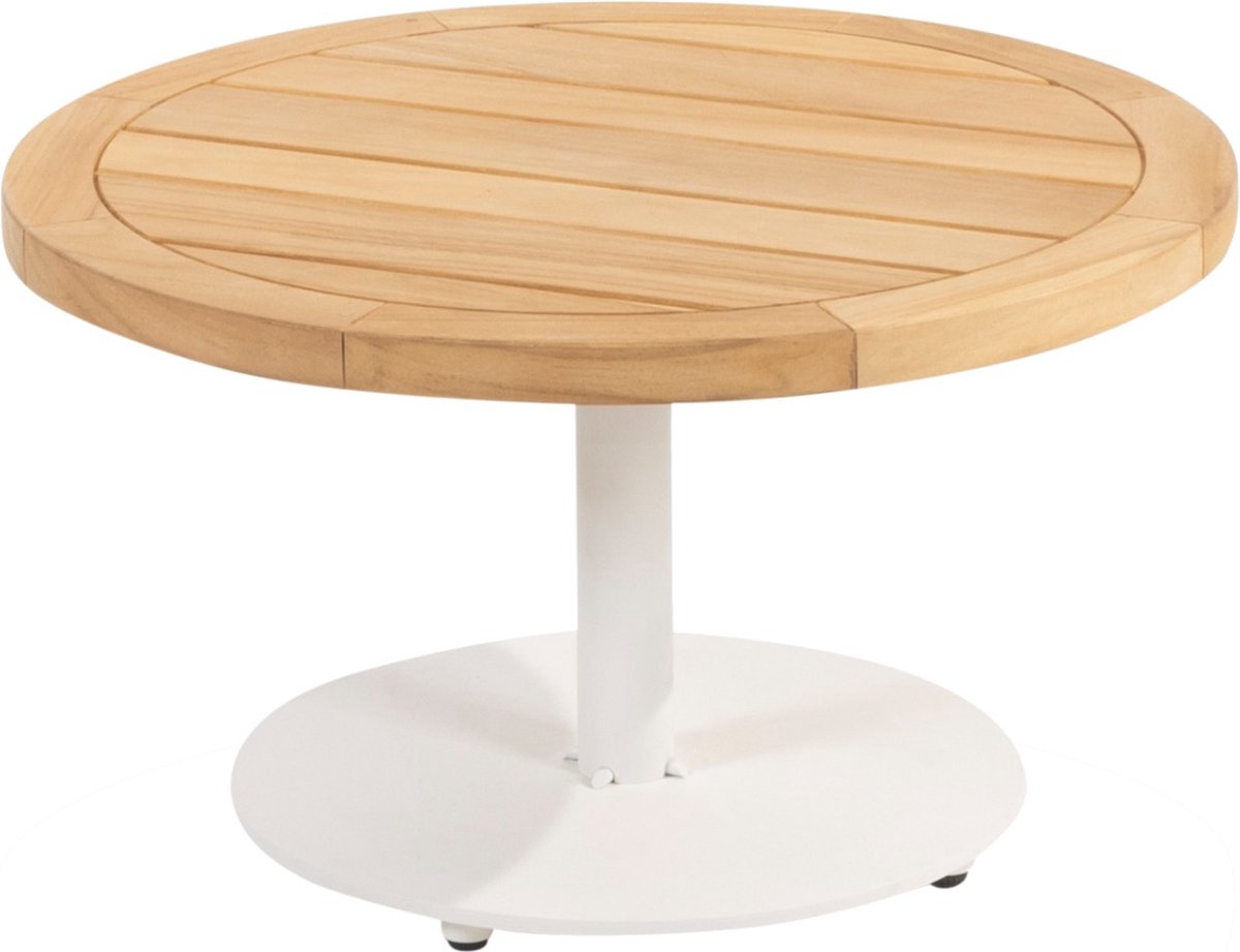 Volta teak salontafel centrale poot wit 60 cm dia. H35 cm 4SO - 4SO