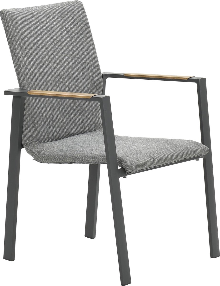 Ottawa dining stoel carbon black/ grijs/ teak look - Garden Impressions