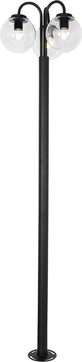 QAZQA Lantaarn zwart met helder glas 200 cm 3-lichts IP44 - Sfera