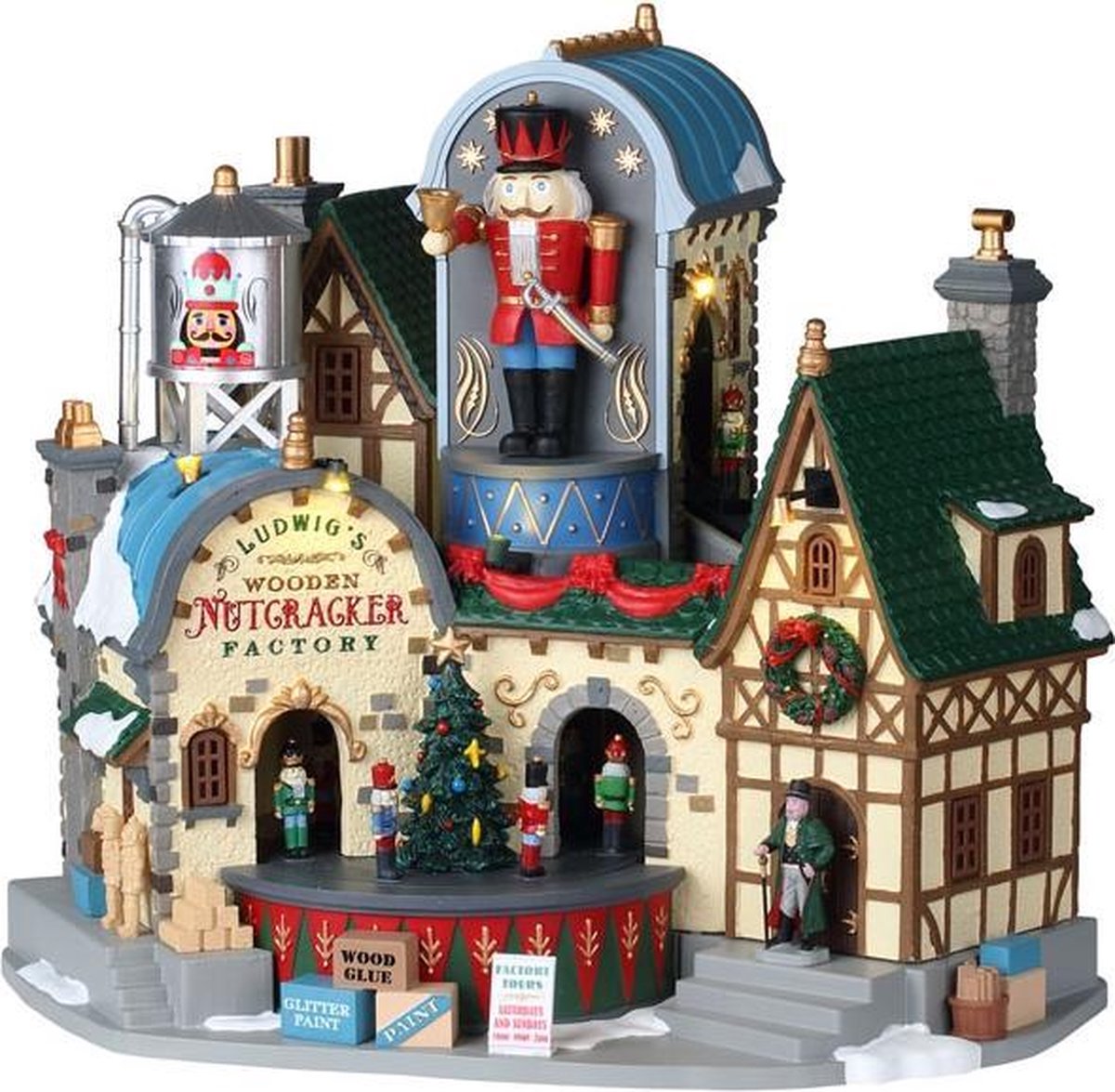Ludwig's wooden nutcracker factory, with 4.5v adaptor - LEMAX