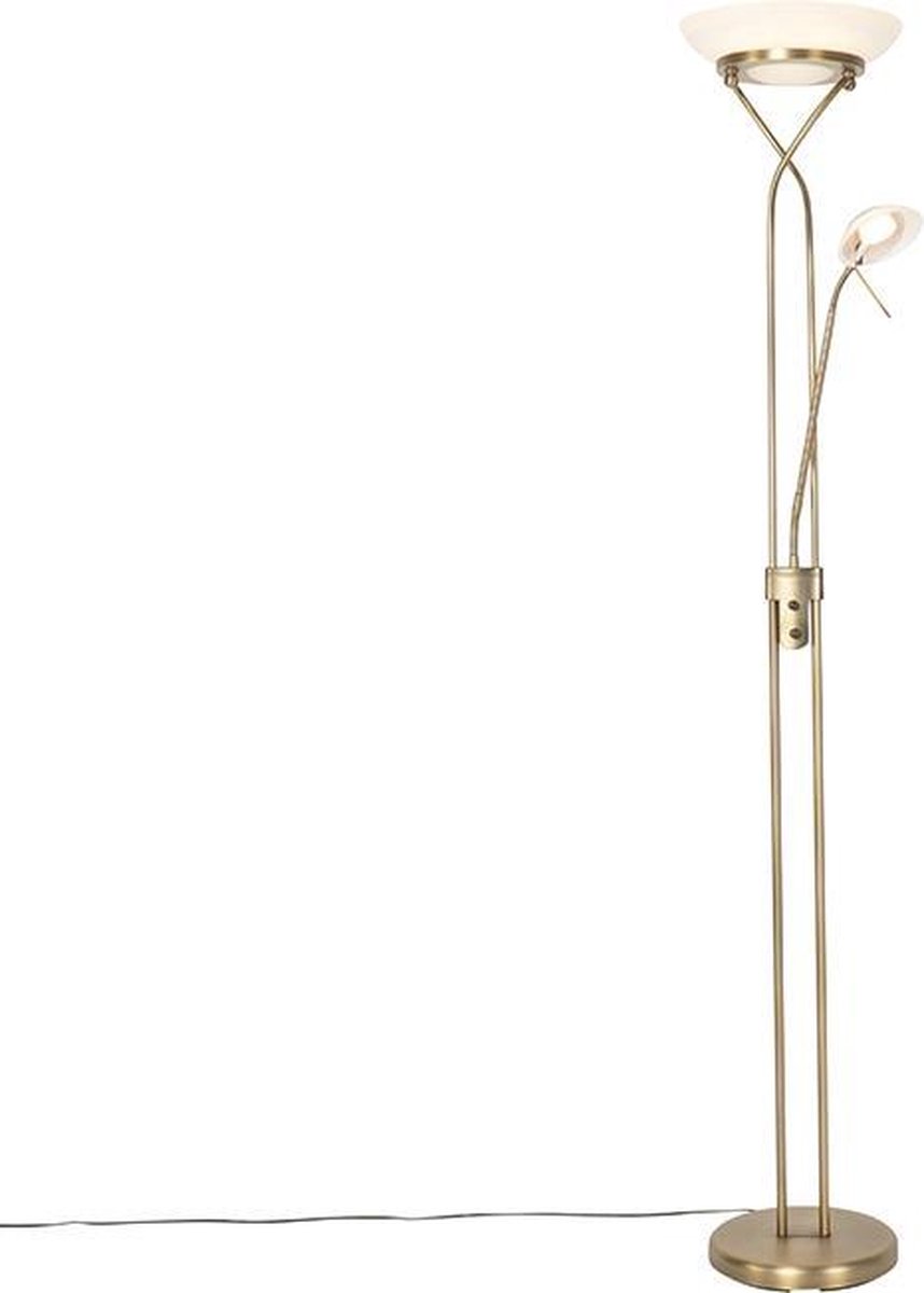 QAZQA Vloerlamp brons incl. LED en dimmer met leeslamp - Empoli