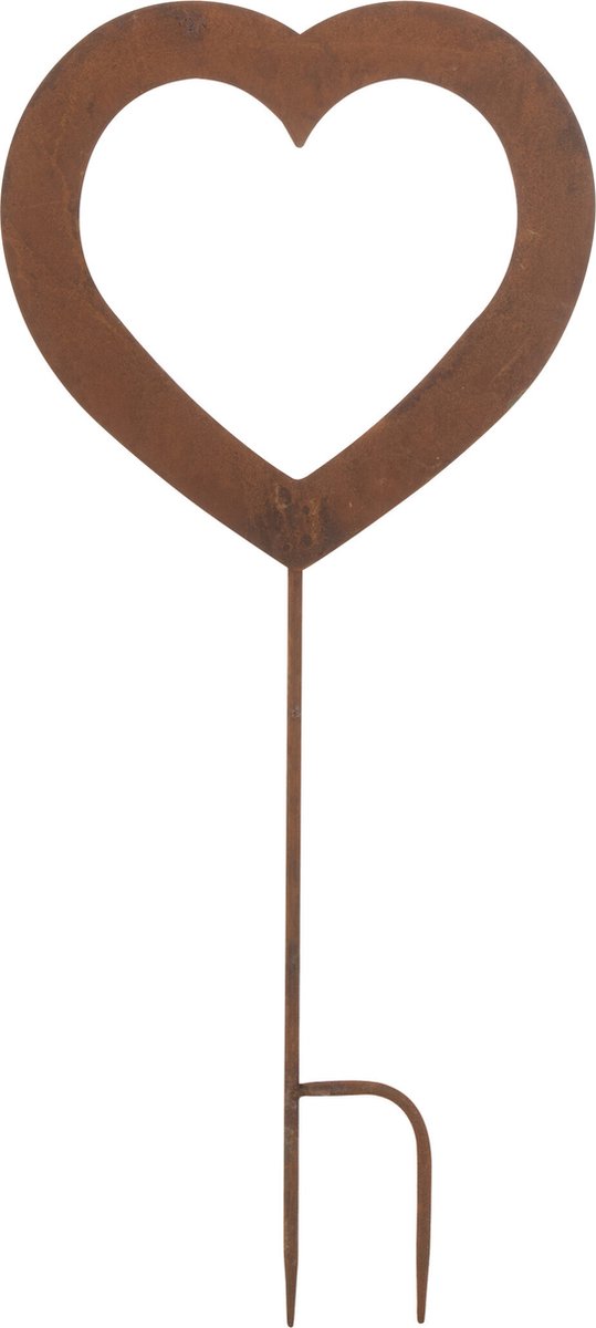 J-Line tuindecoratie Hart Open - ijzer - r oest - 4 stuks
