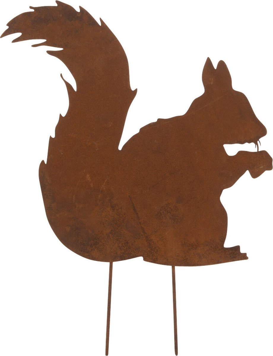 J-Line decoratie Eekhoorn - ijzer - roest - small - 6 stuks