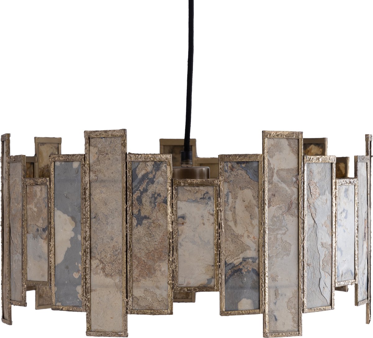 PTMD Levan Brass stone veneer hanging lamp round