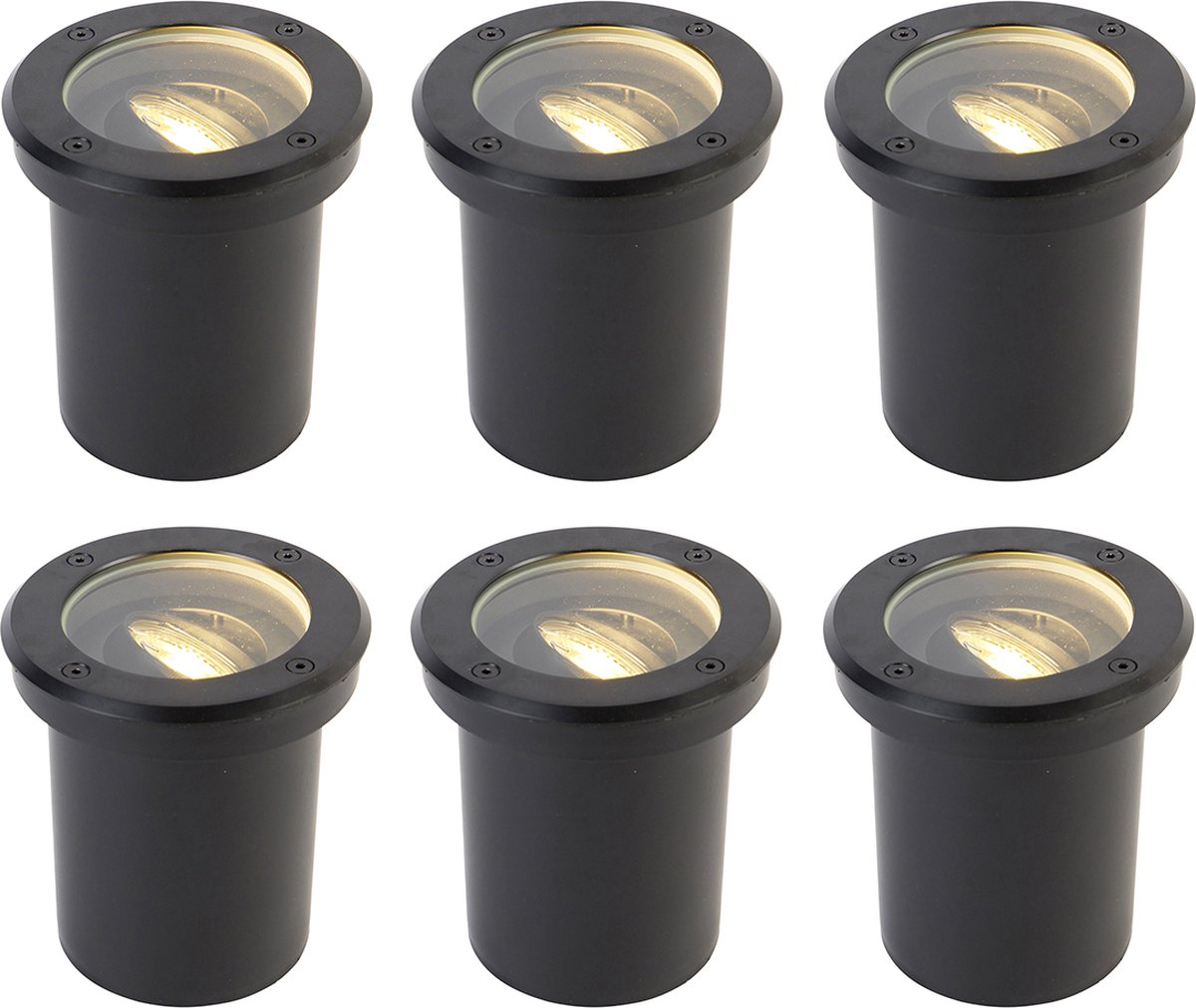 QAZQA Set van 6 buiten grondspot zwart verstelbaar IP65 - Delux