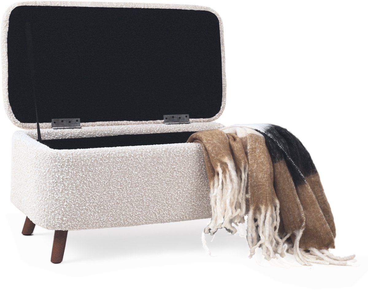 Nolon Julia Bankje Bouclé Beige - met Opbergruimte