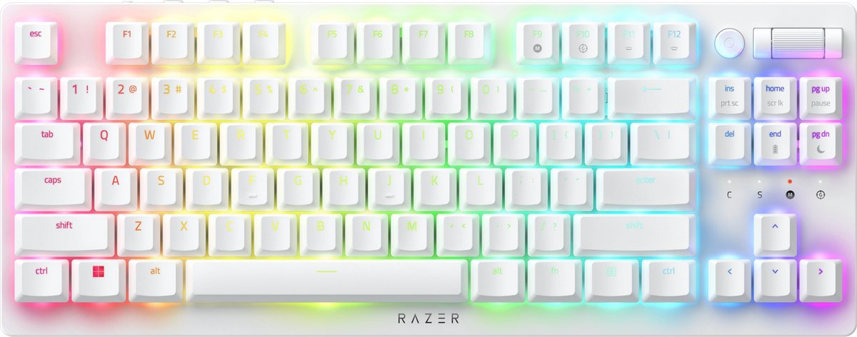 Razer DeathStalker V2 Pro Tenkeyless - Wireless Low Profile Optical Gaming Keyboard - White Edition