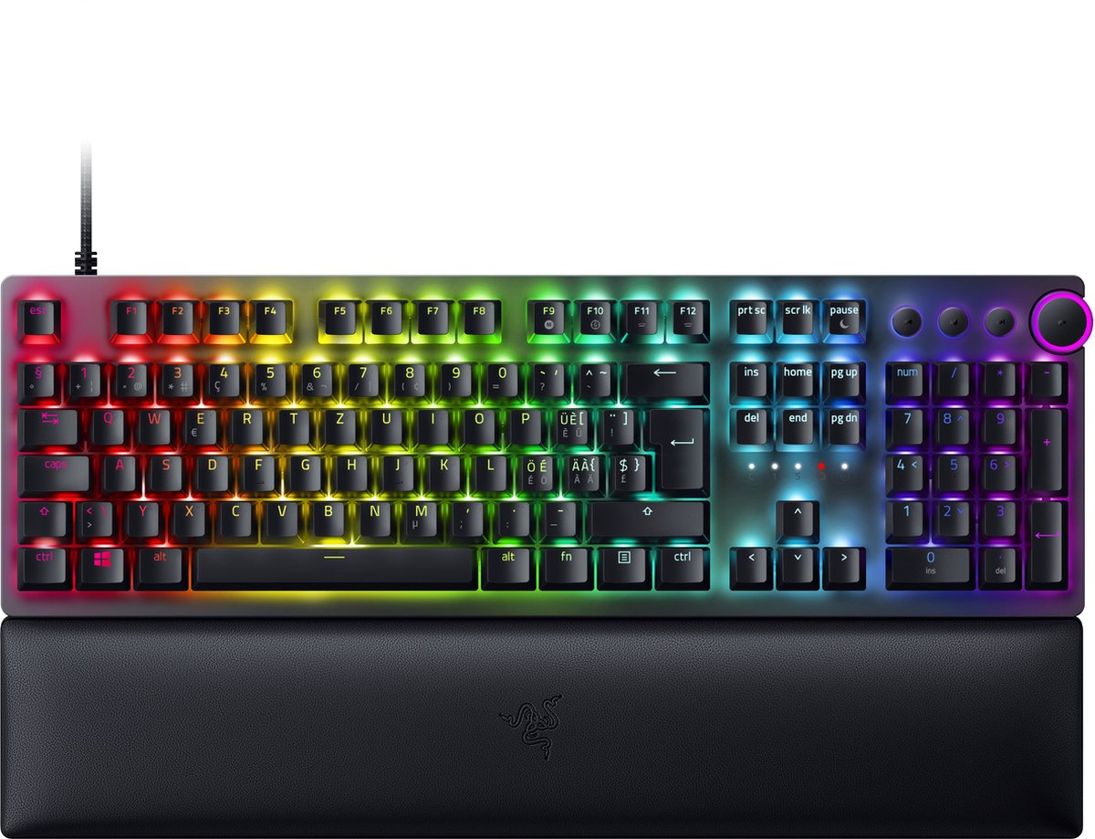 Razer Huntsman V2 - Optical Gaming Keyboard with Near-zero Input Latency - Doubleshot PBT Keycaps - Sound Dampening Foam - Clicky Purple Switch - Swiss Layout