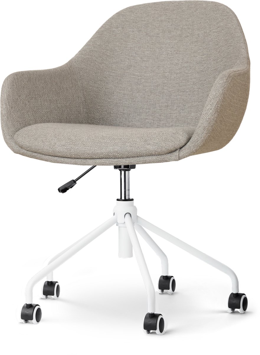 Nolon Nout-Mae Bureaustoel Warm Grijs - Armleuning - Wit Onderstel