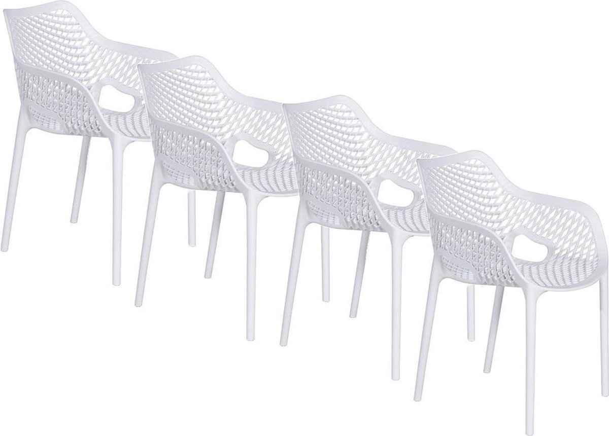 Garden Impressions Air XL kunststof tuinstoel wit - 4 stuks