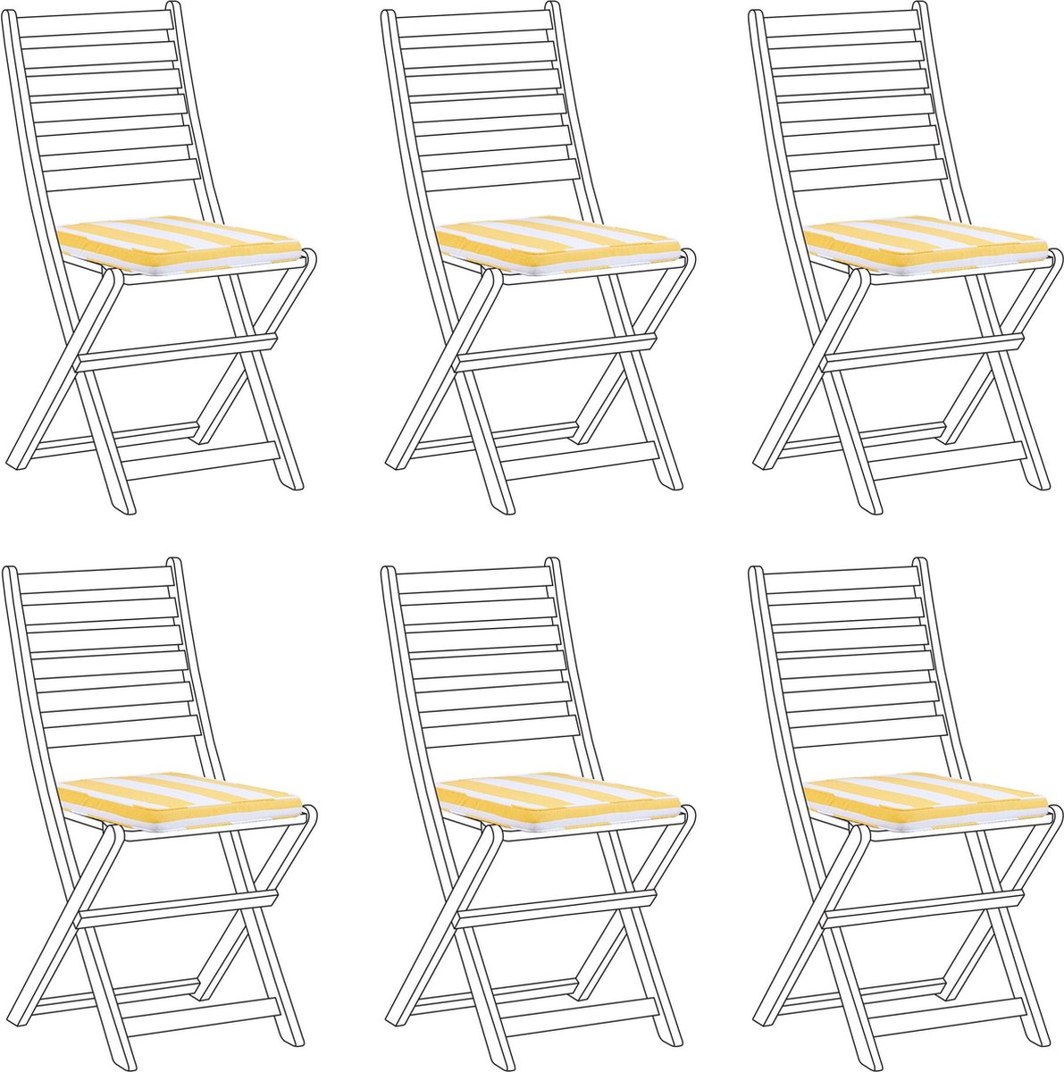 Beliani - TOLVE - Zitkussen set van 6 - Geel gestreept - Polyester
