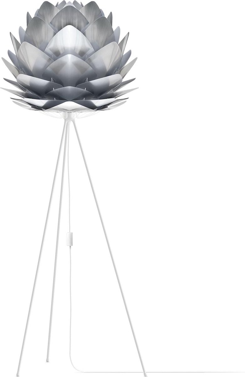 Umage Silvia Medium vloerlamp brushed steel - met tripod wit - Ø 50 cm