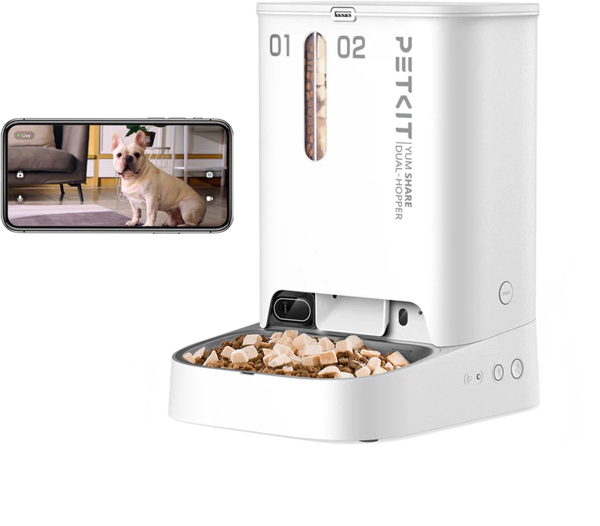 Petkit YumShare dubbele voederbak met camera 5l kat