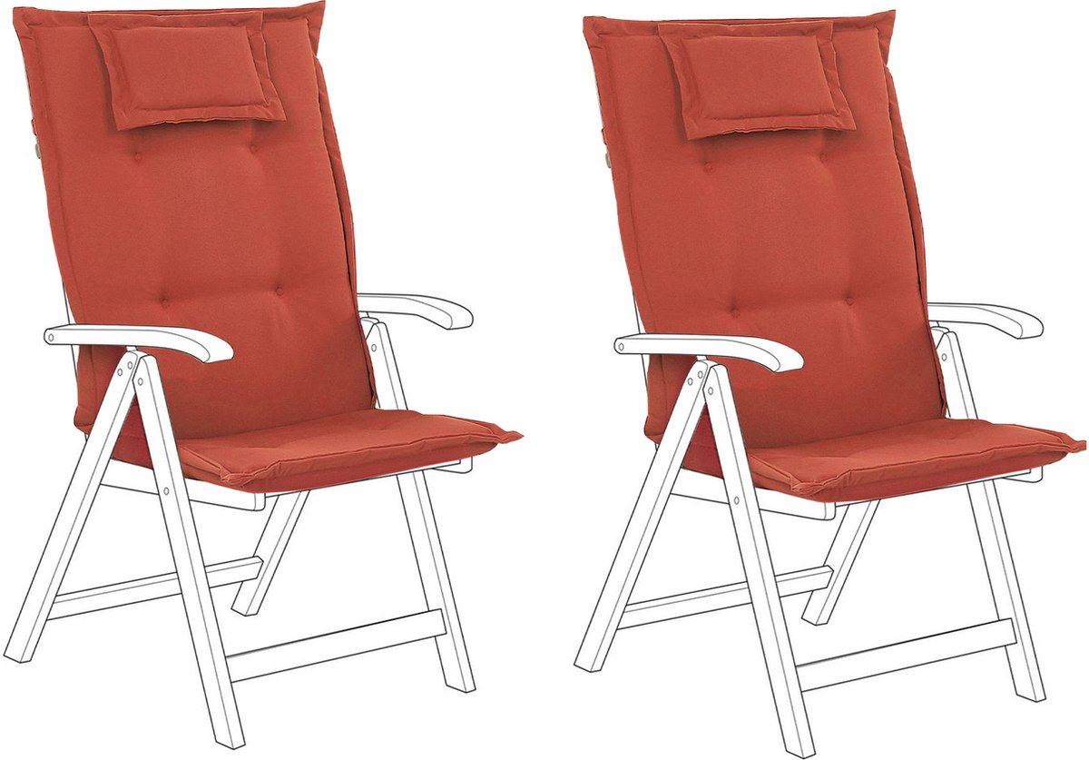Beliani - TOSCANA - Tuinkussen set van 2 - Rood - Polyester