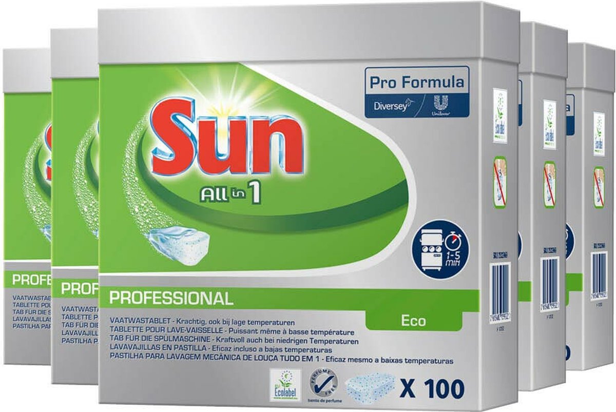 5x Sun Professional Vaatwastabletten All-in-1 Eco Pro Formula 100 stuks