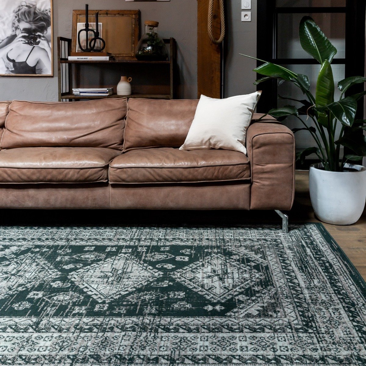 Interieur05 Vintage Vloerkleed Aila Groen - 190 x 280 cm